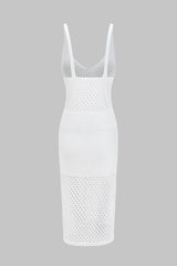 Knit Hollow Out Slip Slit Dress