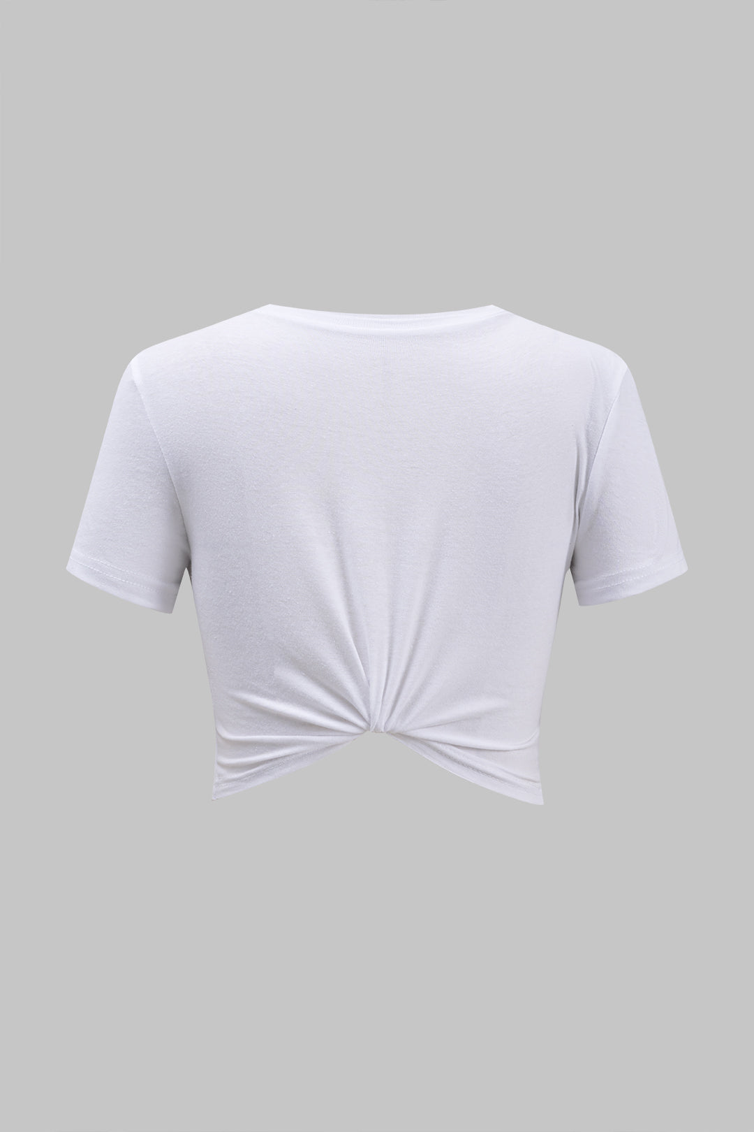 Star Frayed Patchwork Twsit Knot Short Sleeve T-Shirt