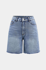 Denim Button Pocket Shorts
