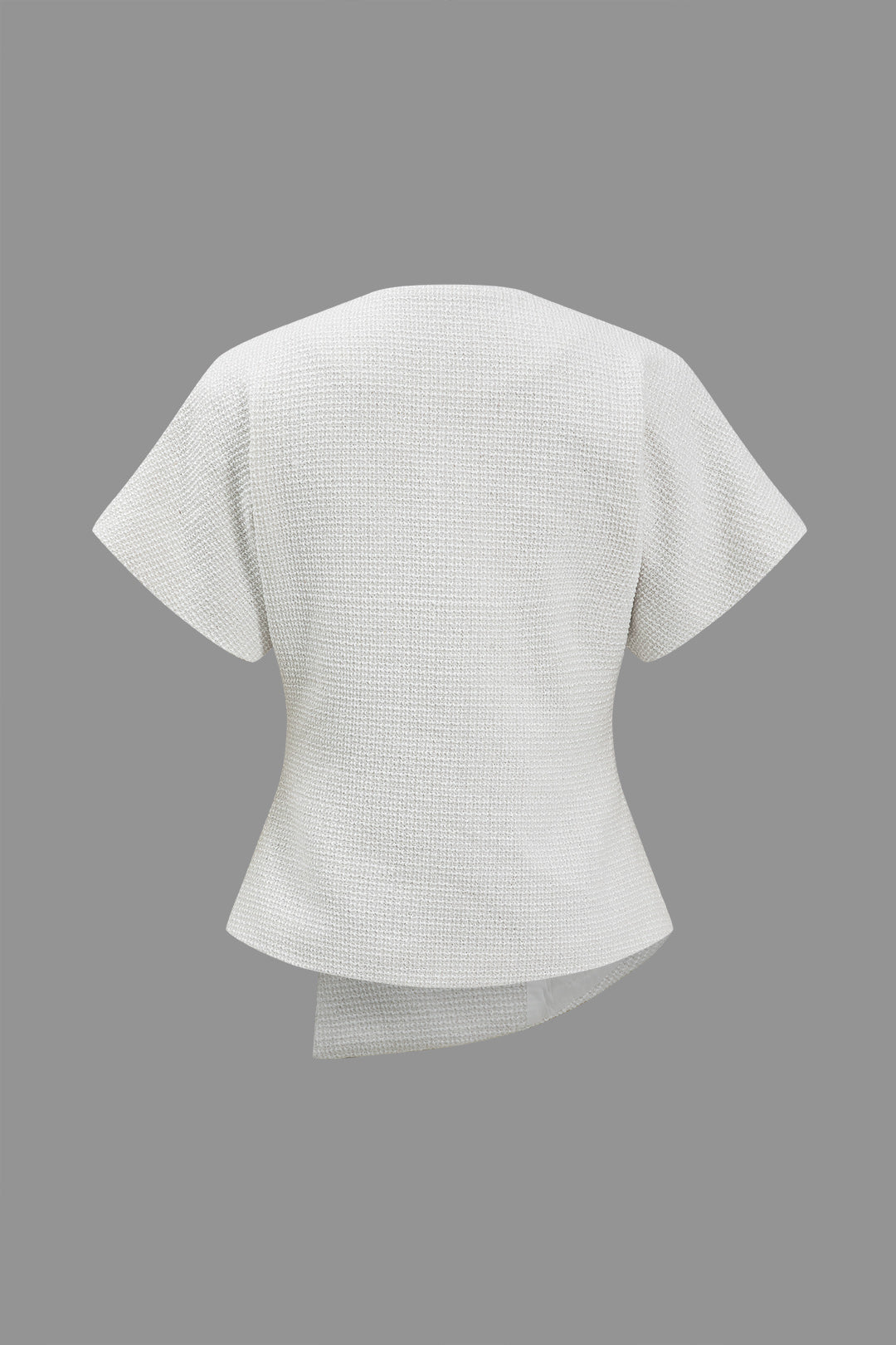 Solid Button V-Neck Short-Sleeve Shirt