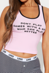 Letter Print Contrast Crop Tank Top