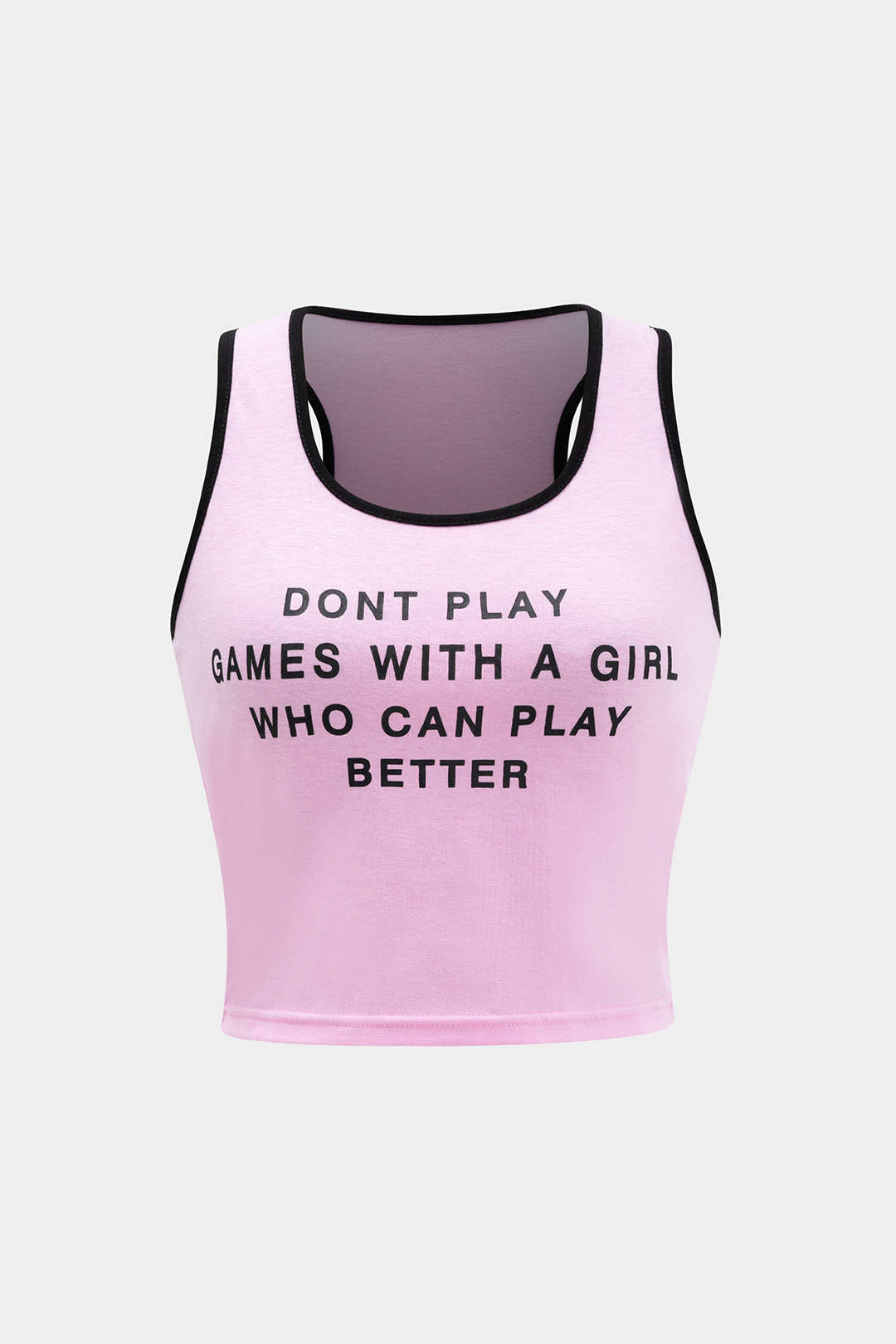 Letter Print Contrast Crop Tank Top