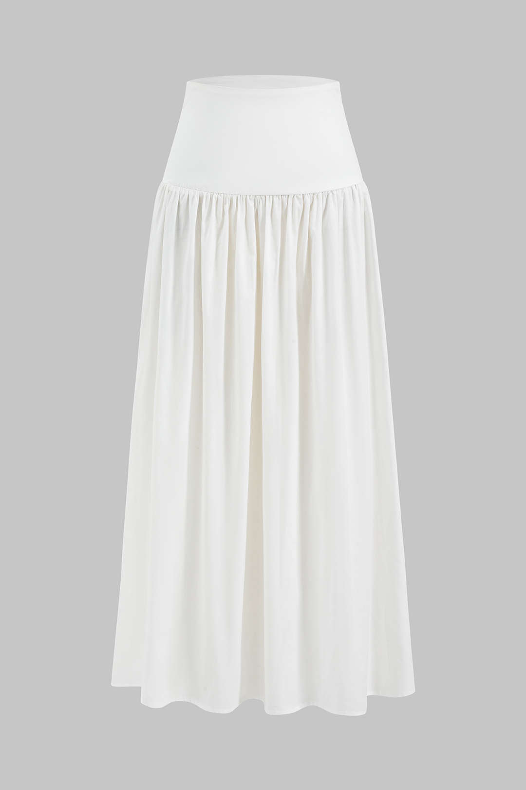 Solid Ruched Midi Skirt