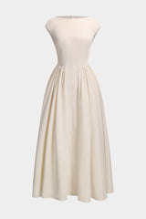 Pleated Backless Sleeveless Midi Dress