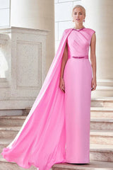Draped shoulder cape gown – Olgah