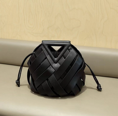 woven leather triangle-handle crossbody bag - Ahrana