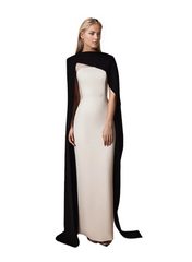 Strapless column gown with contrast cape – Ranen
