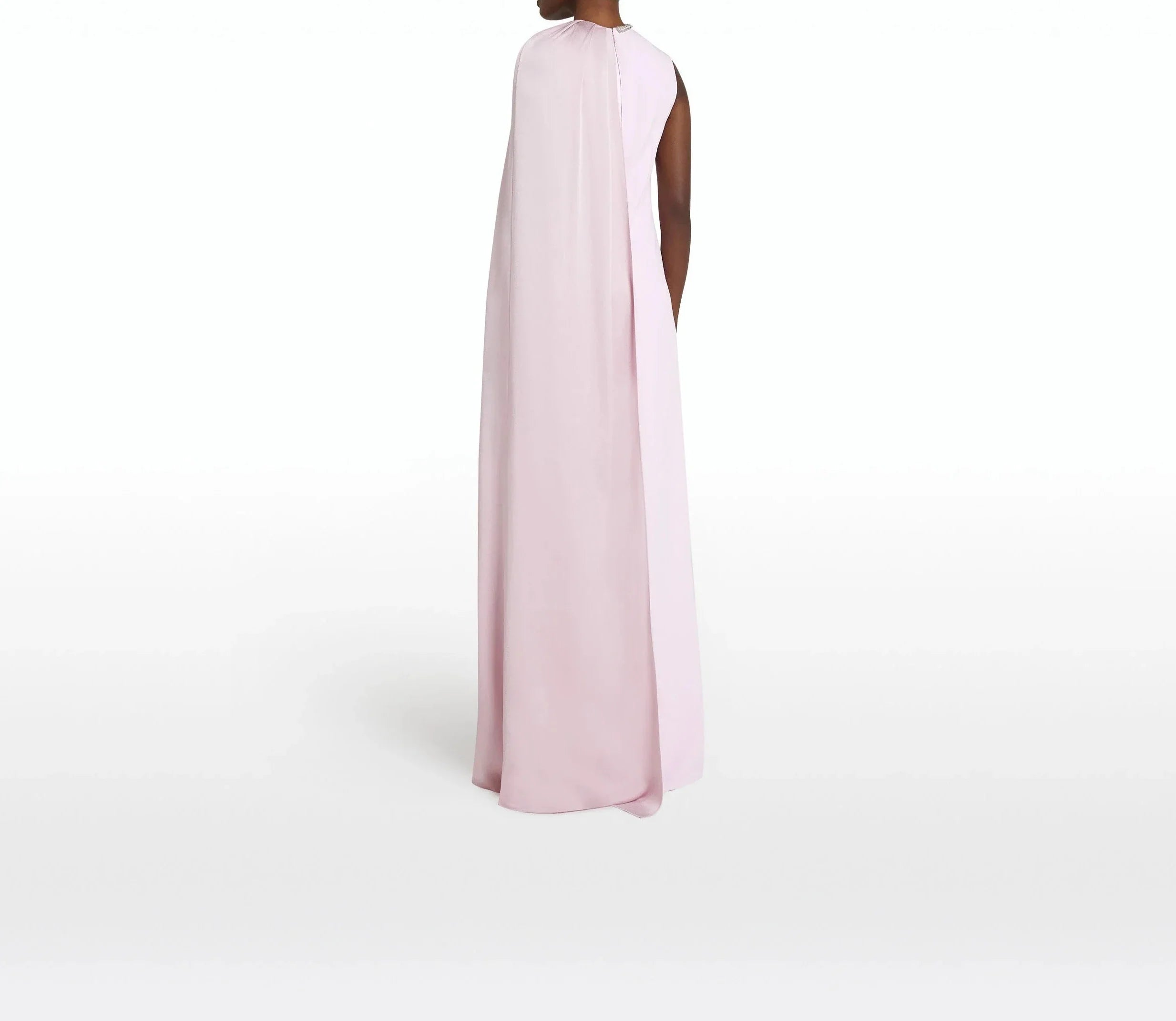 Sleeveless column gown with cascading side cape – Neiven