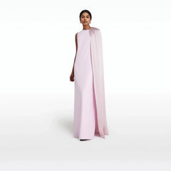 Sleeveless column gown with cascading side cape – Neiven