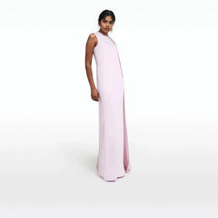 Sleeveless column gown with cascading side cape – Neiven