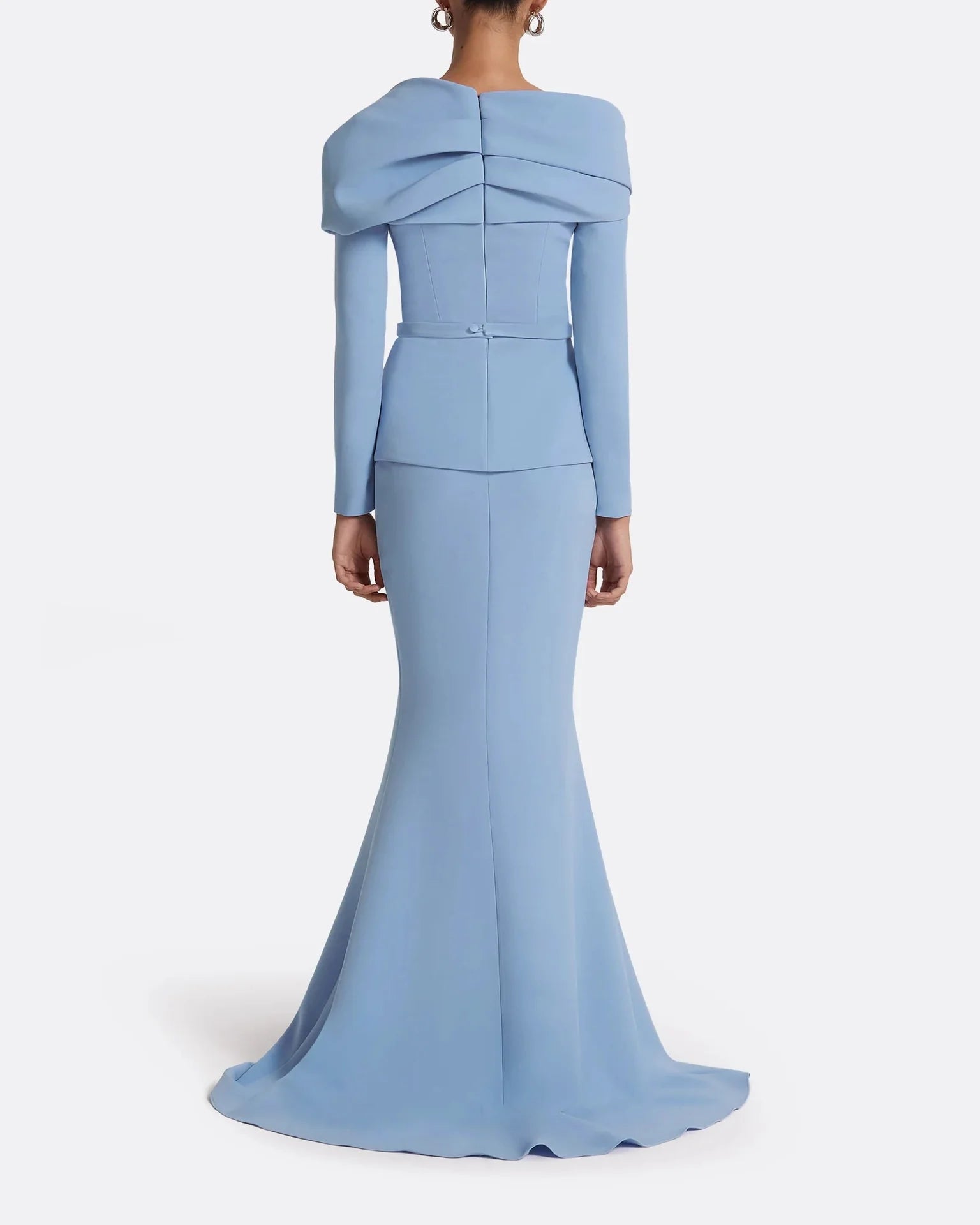 off-shoulder draped gown with peplum waist – SERENL