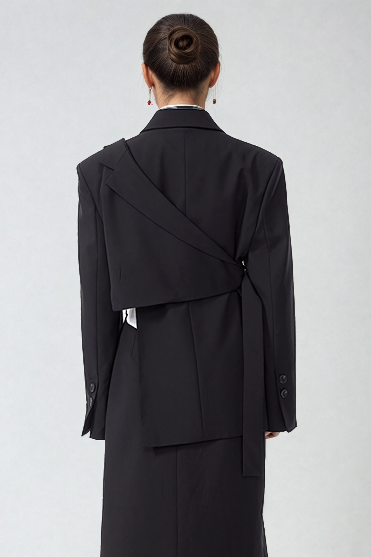 Ace Deconstruct Removable Asymmetric Blazer In Black