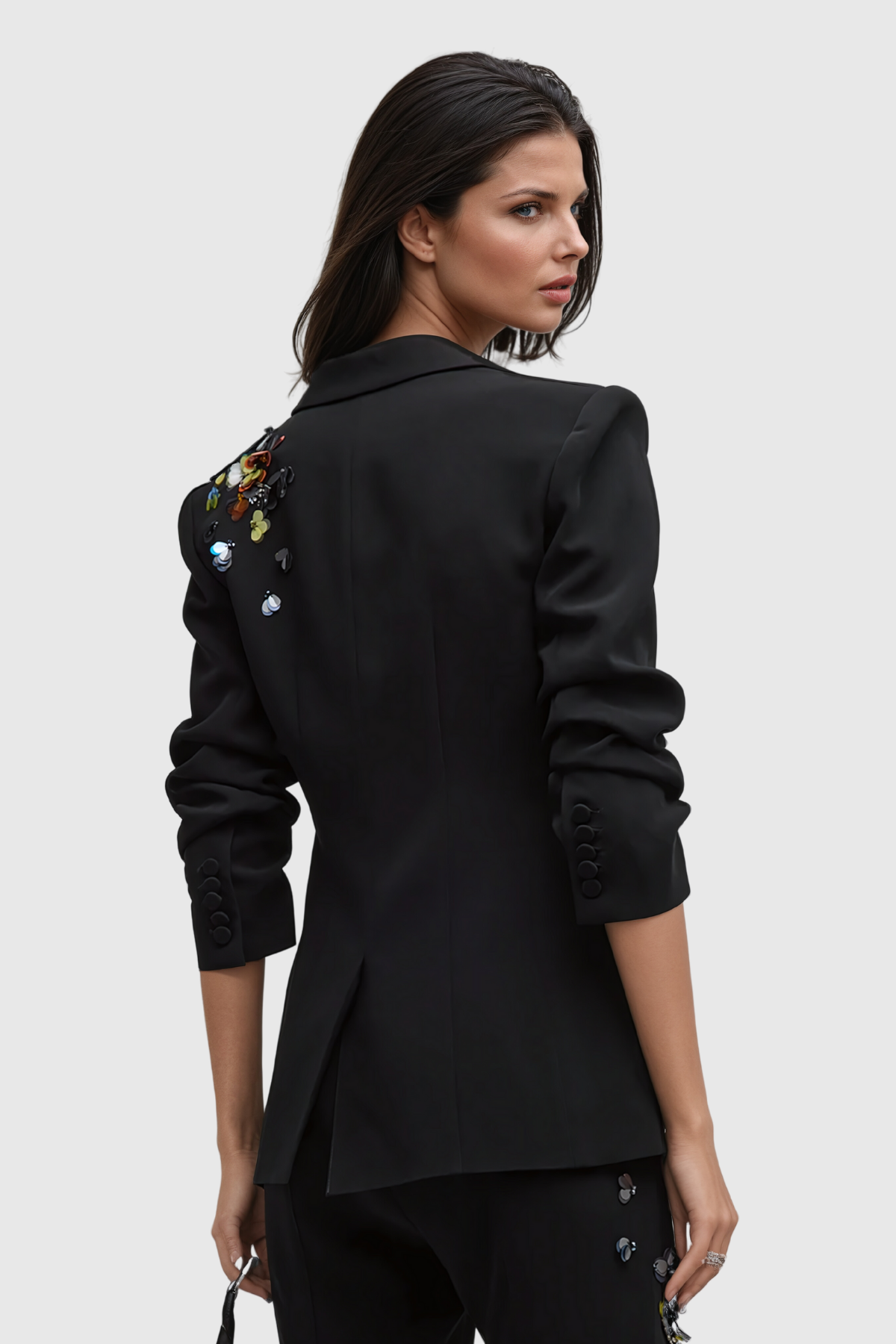tailored pantsuit with floral sequin embroidery – LORVA