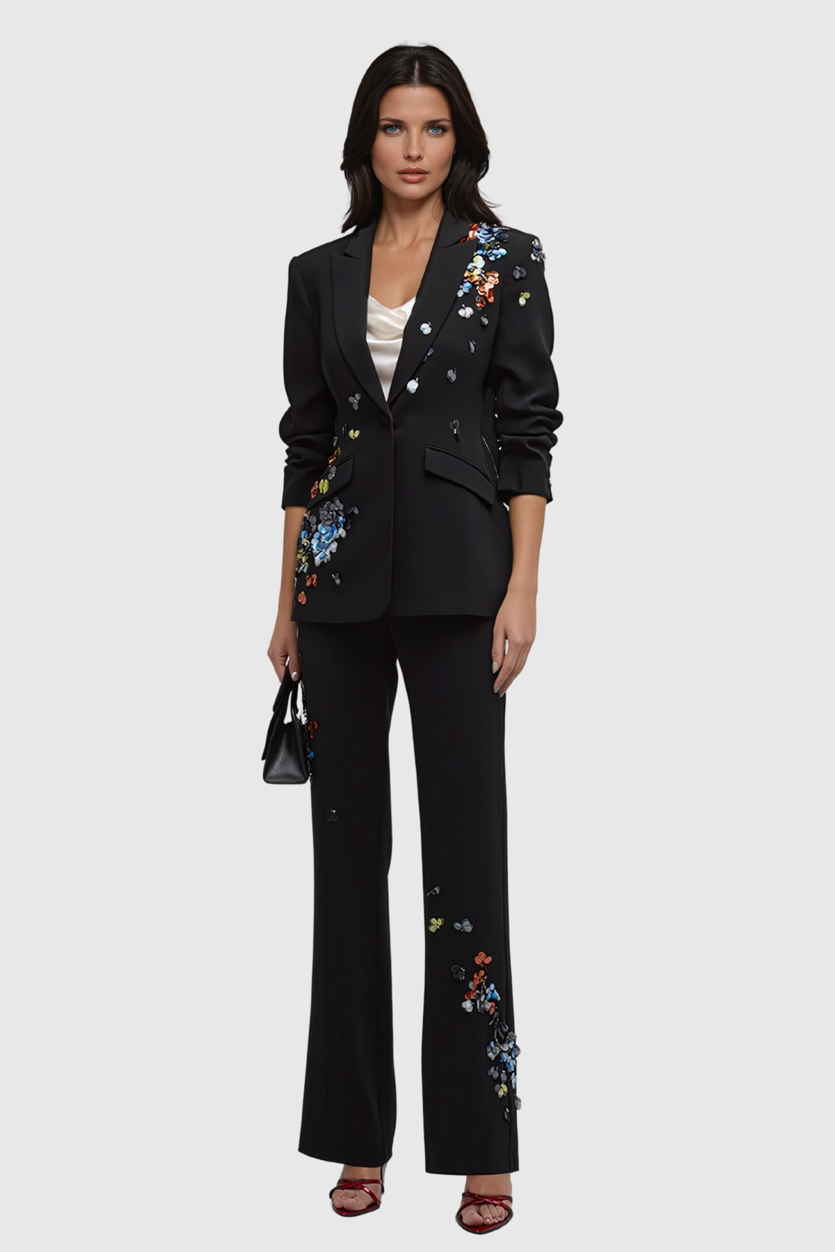 tailored pantsuit with floral sequin embroidery – LORVA