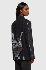 Afon Illusion Print Lapel Blazer