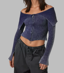 Akilah Off Shoulder Stripe Knit Top