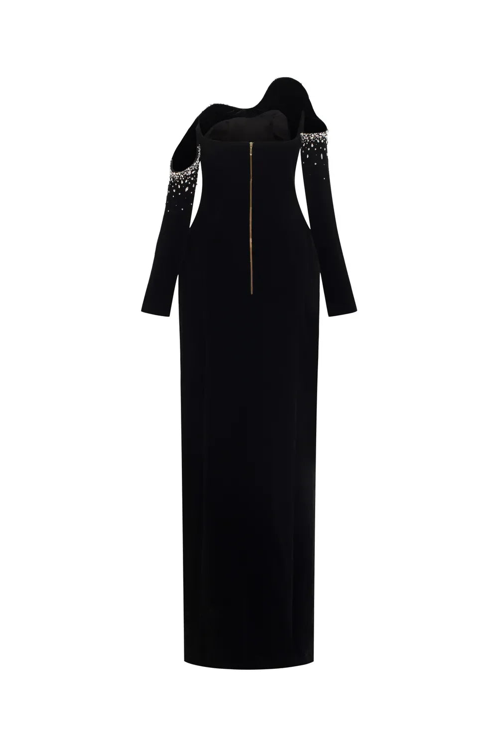 Long-Sleeve Column Dress with Crystal Embellishments - Marilyn