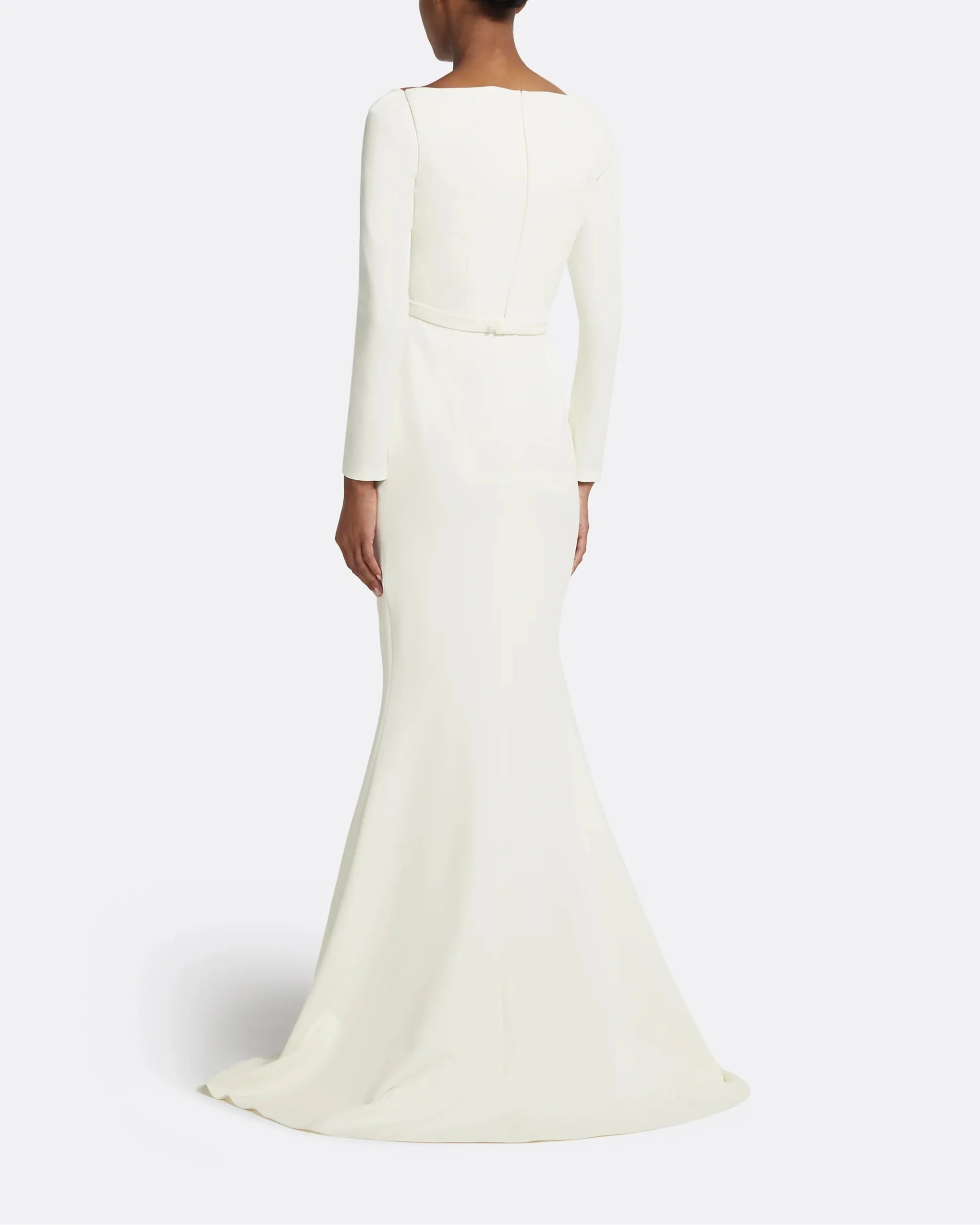 long-sleeve column gown with sculpted neckline – ALBR