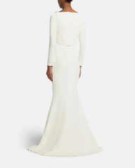 long-sleeve column gown with sculpted neckline – ALBR