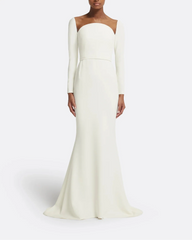 long-sleeve column gown with sculpted neckline – ALBR