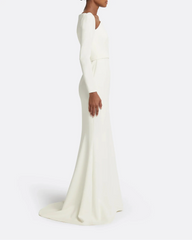long-sleeve column gown with sculpted neckline – ALBR