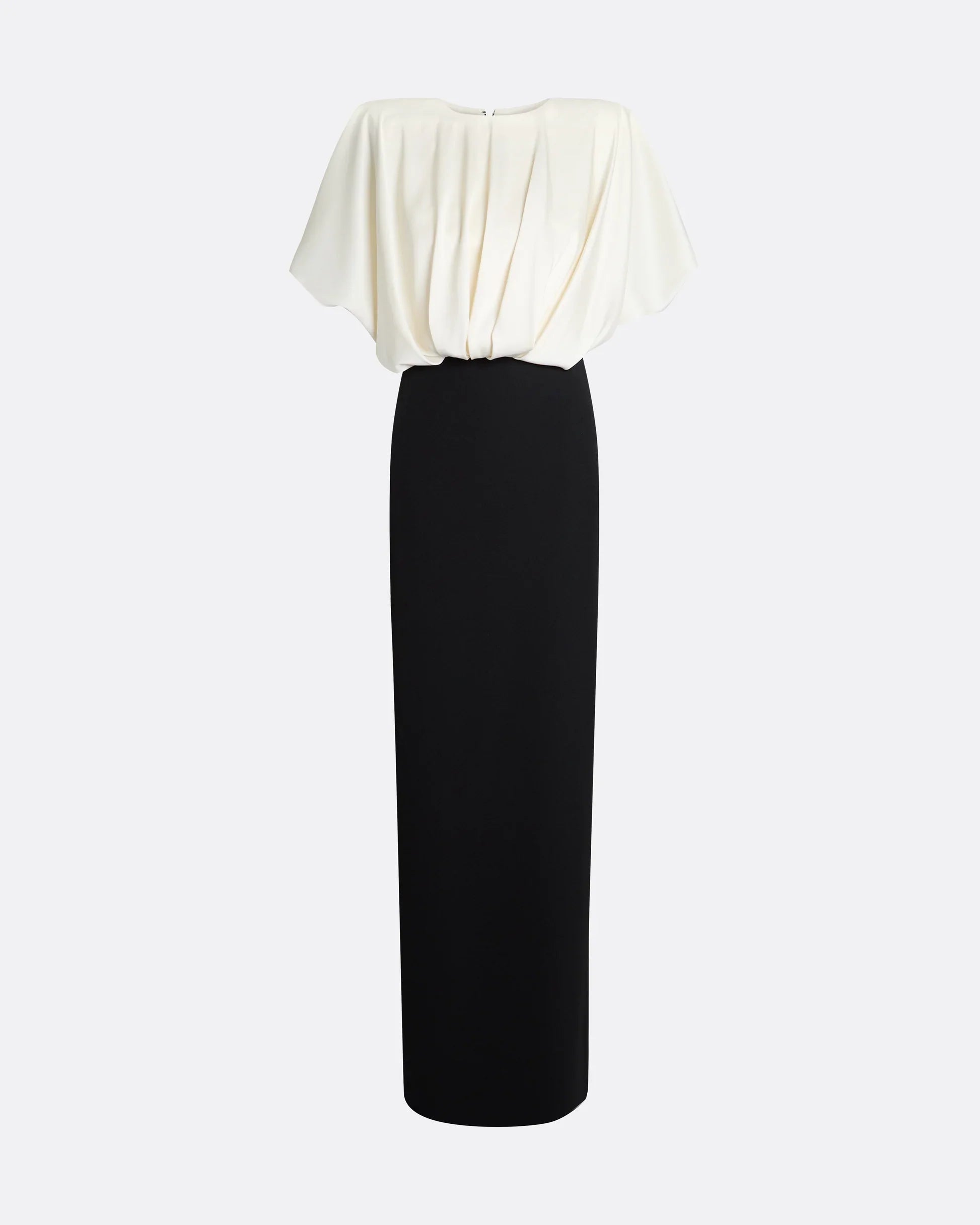 two-tone column gown with pleated blouson top – OPHELIA