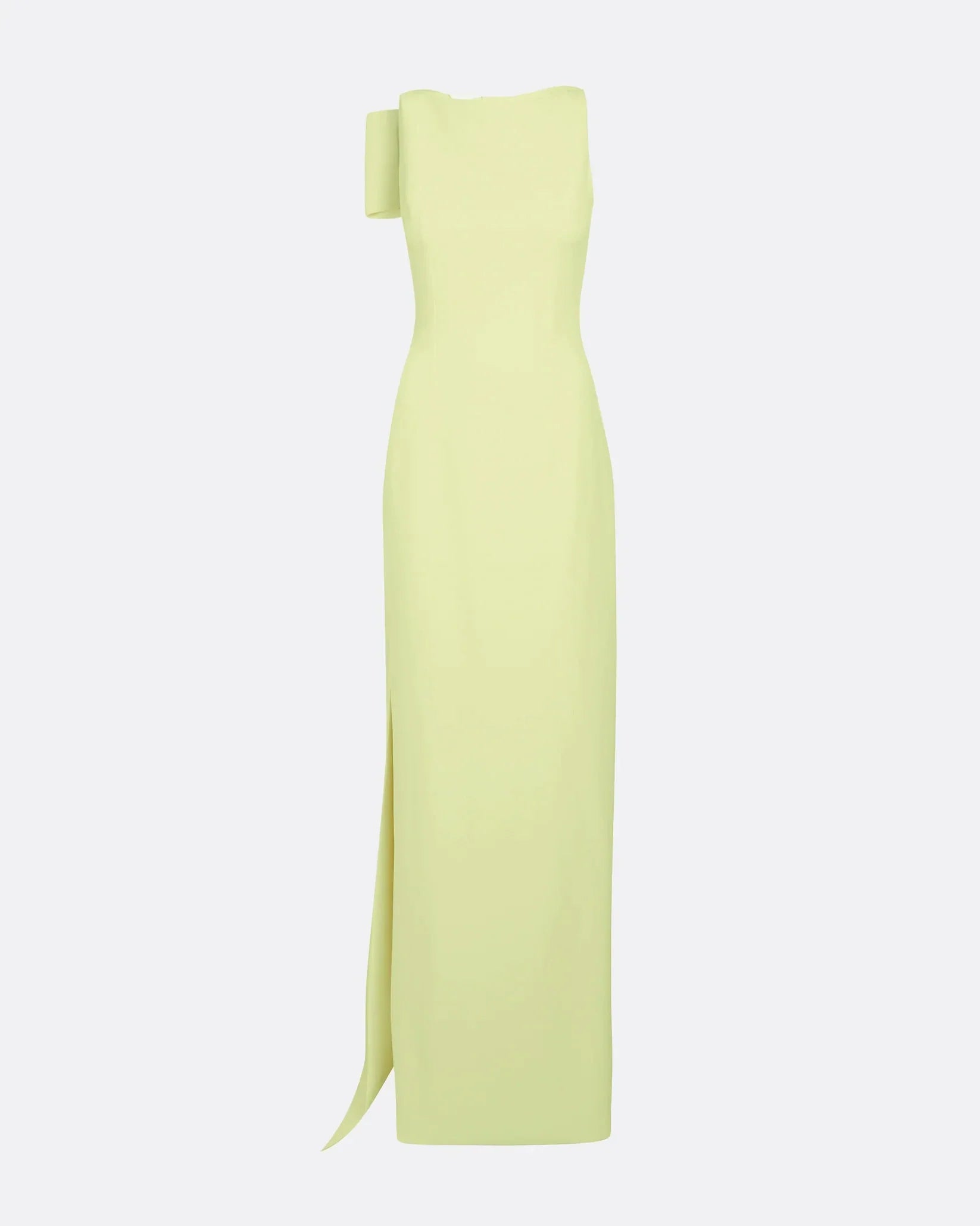 boat-neck column gown with back bow – LUMINA
