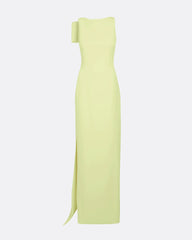 boat-neck column gown with back bow – LUMINA