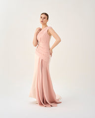 Bicolour draped dress with shoulder off-Kenley
