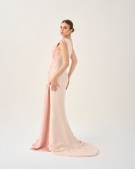 Bicolour draped dress with shoulder off-Kenley