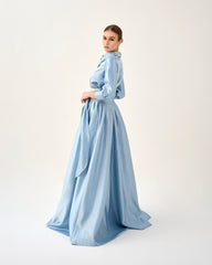 Satin Shirt Dress with Flowing Maxi Skirt – CELESTE