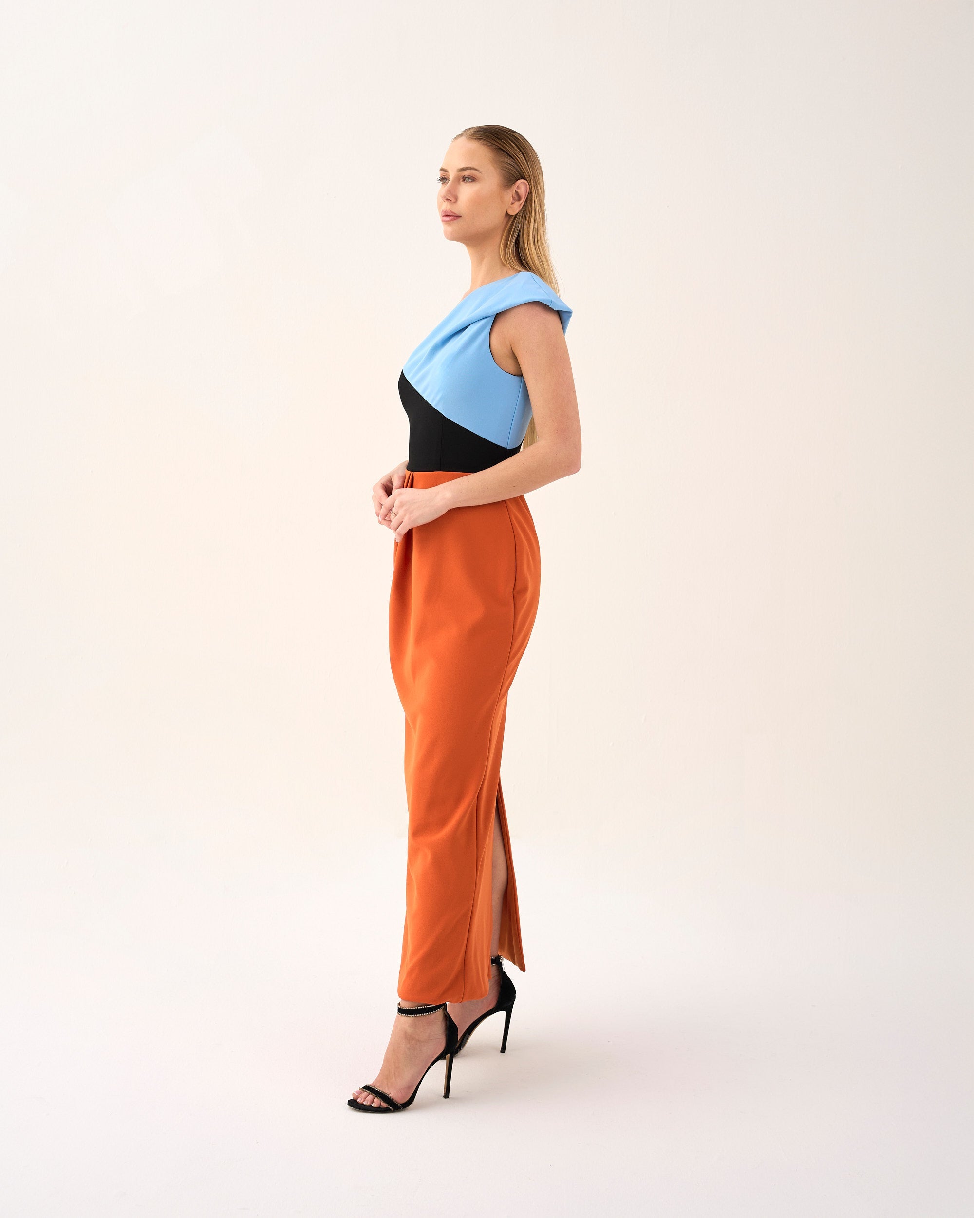 Asymmetrical cut & multicoloured dress - AMARA