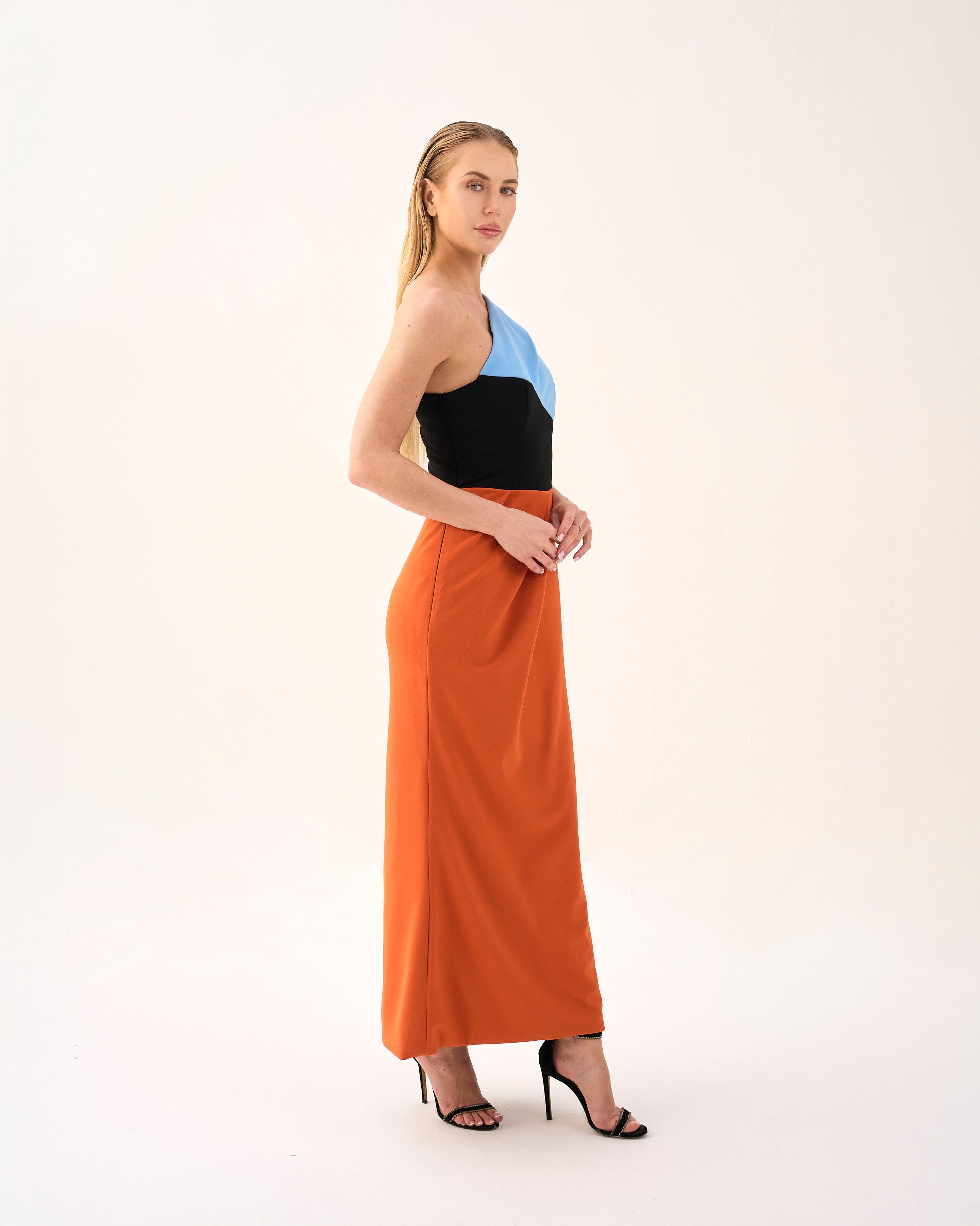 Asymmetrical cut & multicoloured dress - AMARA