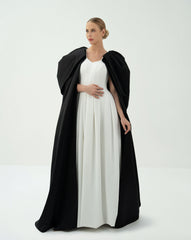 Sleeveless Pleated Gown with Dramatic Cape – Fatima