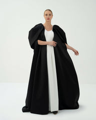 Sleeveless Pleated Gown with Dramatic Cape – Fatima
