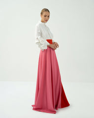 Bicolour skirt  with ruffle sleeve shirt - LEILANY
