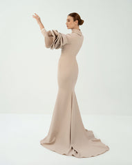 Pleated dress with ruffled sleeves and high neck - ZIVA