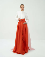 floor-length skirt with straps and white shirt  - IMARA SET