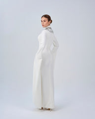 Beaded high neck dress with floor length sleeves- ZARA