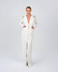 Beaded blazer dress with sharp shoulder-Sisley