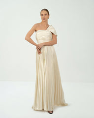 Shoulder off pleated dress - TESSA