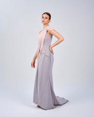 Bicolour asymmetrical draped dress-Loretta