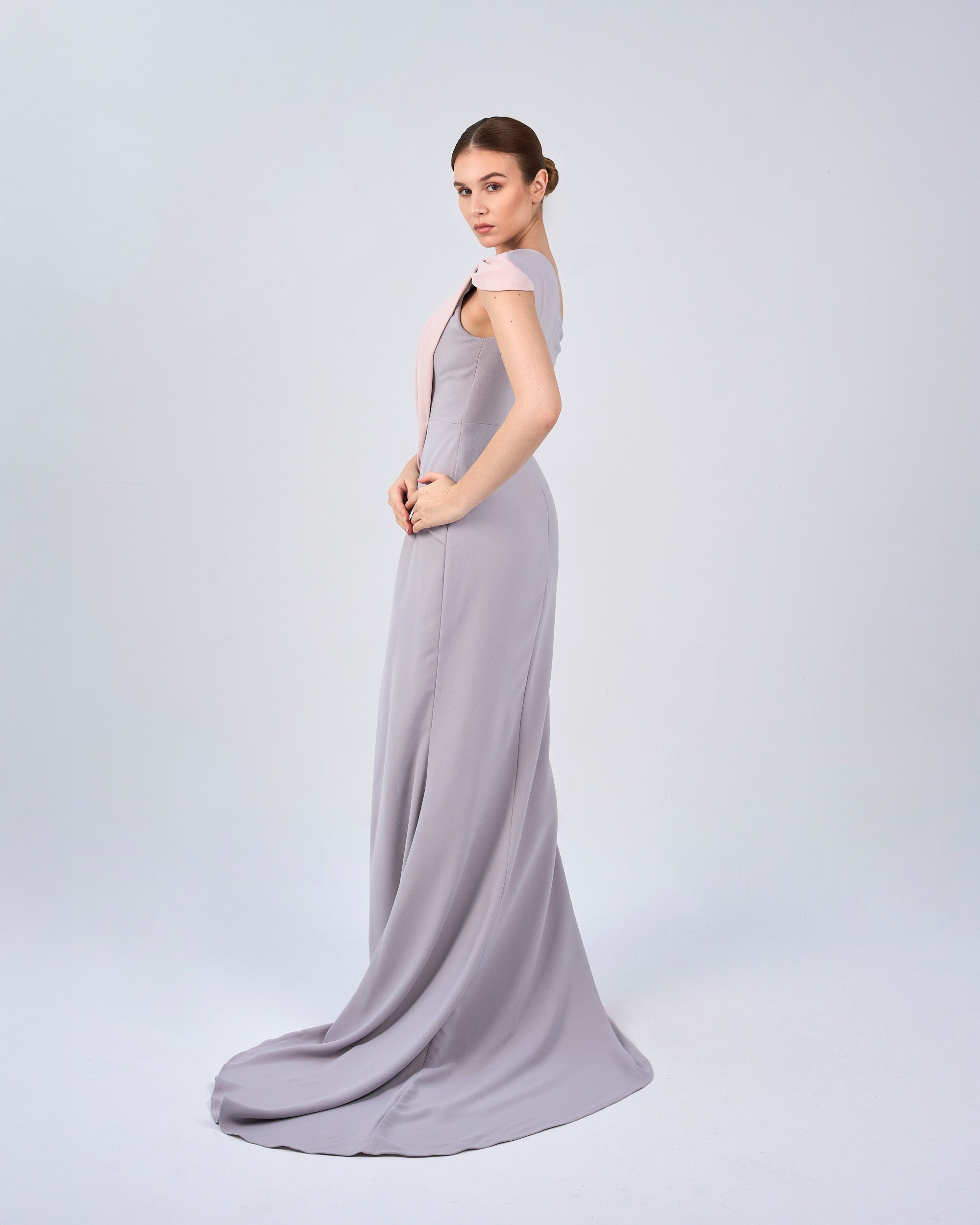 Bicolour asymmetrical draped dress-Loretta