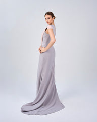 Bicolour asymmetrical draped dress-Loretta