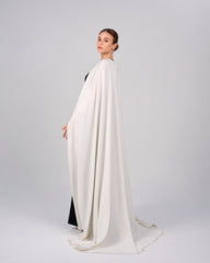 Black & white column dress with maxi cape - NOELLE