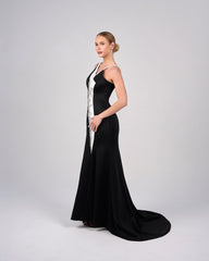 Asymmetrical bicolour dress with embellishments - ORIANA