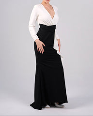 Draped V-neckline dress with ruffle-Juliah