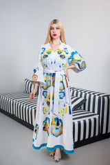 Embroidered Maxi Kaftan with Tassel Accents – BIANCA
