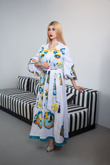 Embroidered Maxi Kaftan with Tassel Accents – BIANCA