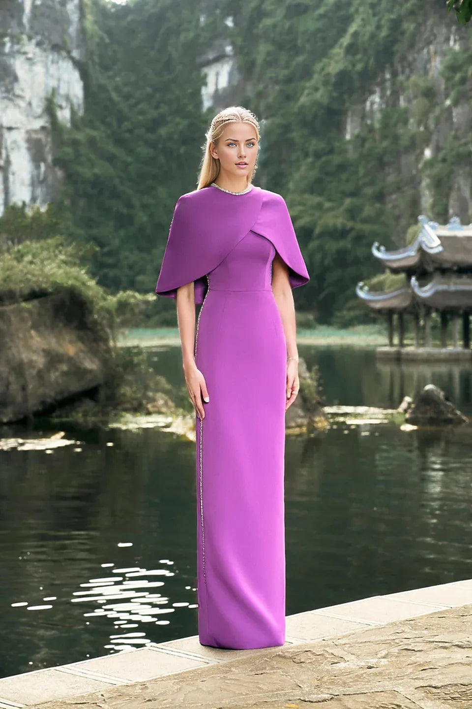 capelet column gown – Qolee